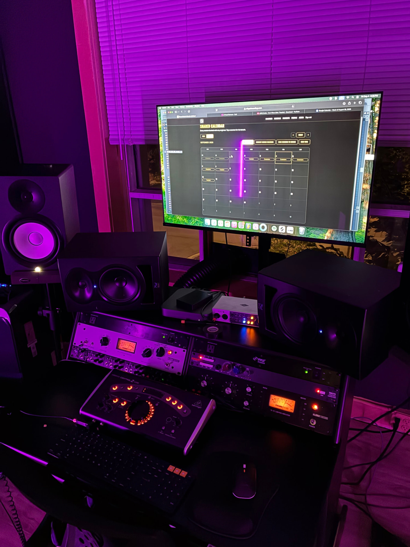 Mix God Recordings control room desk and monitor setup